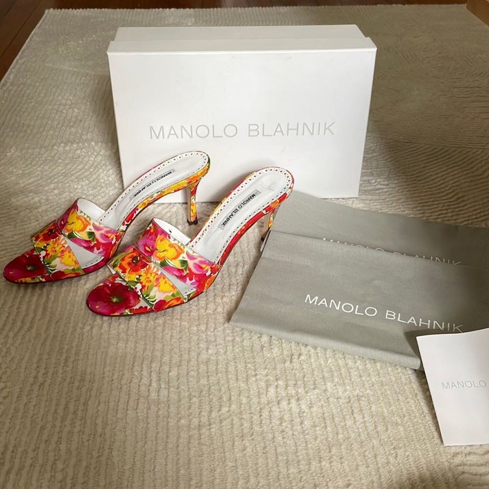 Manolo Blahnik Floral Heels